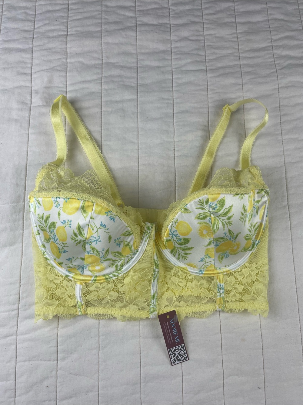 Adore Me Lemon Print Lace Bralette